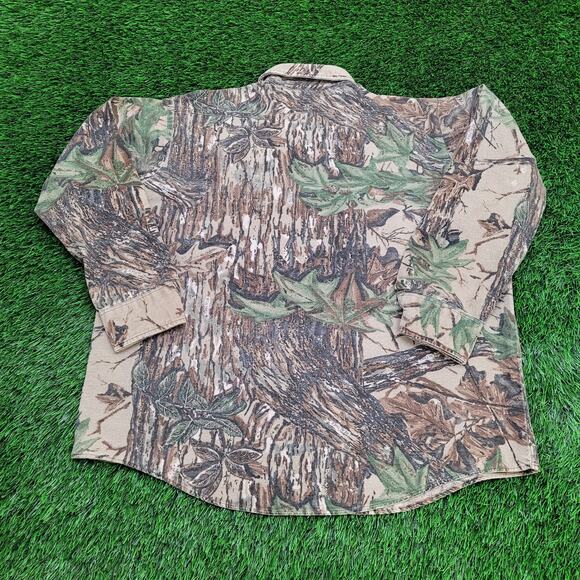Vintage 80s Realtree Camo Button Shirt XL/2XL 26x29 Baggy - Picture 2 of 10